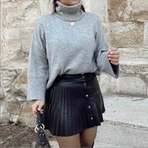 ZARA pleated leather skirt